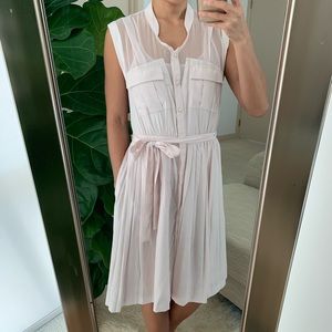 Anthropologie Light Pink Pleated Dress XS